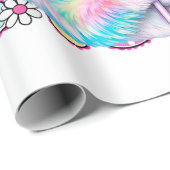 Papier Cadeau Lapin de Pâques Coquette Arc Préppy Jour de Pâques (Coin rond)