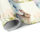 Papier Cadeau lapin de Pâques dans le jardin (Coin rond)