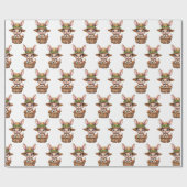 Papier Cadeau Lapin de Pâques dans un panier d'oeufs peints (Plat)