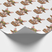 Papier Cadeau Lapin de Pâques dans un panier d'oeufs peints (Coin)