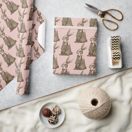 Papier Cadeau Lapin de Pâques en chocolat (Artisanat)
