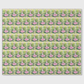 Papier Cadeau Lapin De Pâques En Tutu Rose (Plat)