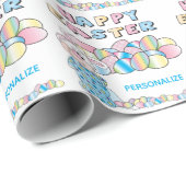 Papier Cadeau Lapin de Pâques et Œufs - (Coin rond)