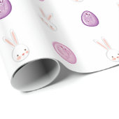 Papier Cadeau Lapin de Pâques et oeufs de Pâques (Coin rond)