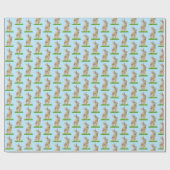 Papier Cadeau Lapin de Pâques et oeufs sur le bleu (Plat)