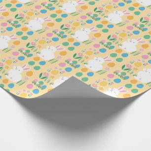 Papier cadeau lapin de Pâques & fleurs délicieuses