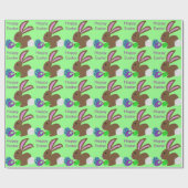 Papier Cadeau Lapin de Pâques Oeufs décorés (Plat)
