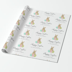Papier Cadeau Lapin de Pâques personnalisé aquarelle joyeuse