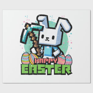 Papier Cadeau Lapin de Pâques Pixel Jeu Jeux Joueur Garçons Ki
