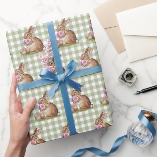 Papier Cadeau Lapin De Pâques Sur En vichy (Cadeaux)