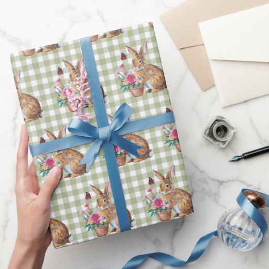 Papier Cadeau Lapin De Pâques Sur En vichy (Cadeaux)