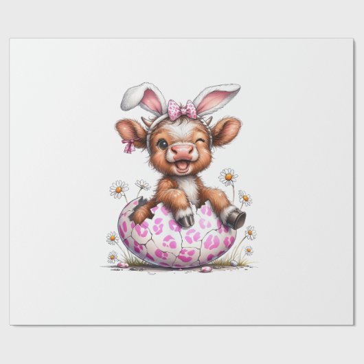Papier Cadeau Lapin de Pâques Vache Drôle Amateur de Vaches High (Plat)