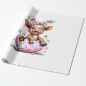 Papier Cadeau Lapin de Pâques Vache Drôle Amateur de Vaches High (Déroulé)