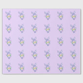 Papier Cadeau Lapin de Pâques violet dansant (Plat)