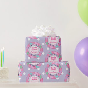 Papier Cadeau Lapin de Pâques Violet Livraison Spéciale Rose Pai