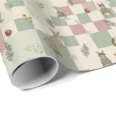 Papier Cadeau Lapin de pépinière boisée style Cottagecore (Coin rond)