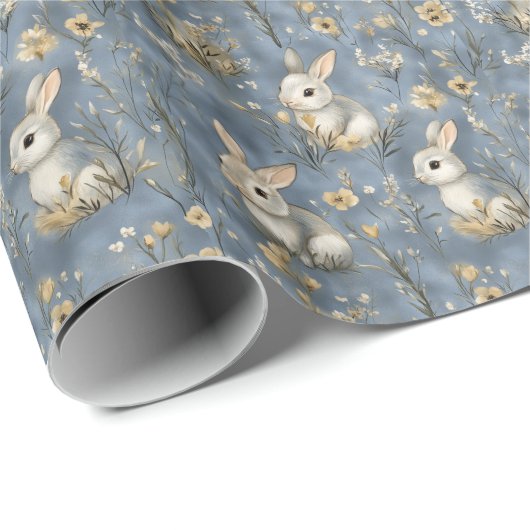Papier Cadeau Lapin de printemps de Pâques (Coin rond)
