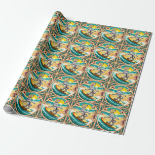 Papier Cadeau lapin de surf : imagerie visuelle