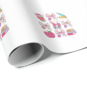 Papier Cadeau Lapin Drôle Coquette Nœud Lapin Professeur Pâques (Coin rond)