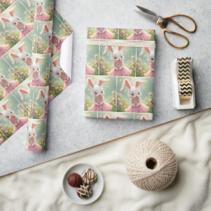 Papier Cadeau Lapin En Robe Rose