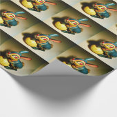 Papier Cadeau lapin jouet et oeuf jaune pâle (Coin)