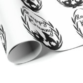 Papier Cadeau Lapin Joyeux Noir et Blanc Pâques (Coin rond)