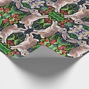 Papier Cadeau Lapin Lapin Lapin Carrelé Rose Holly Enveloppe ca