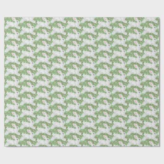Papier Cadeau Lapin Lapin Lapin Vins verts & Scrolls mignonnes (Plat)