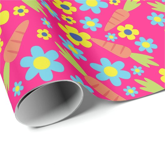 Papier Cadeau Lapin Lapin Pâques Printemps fête d'anniversaire (Coin rond)