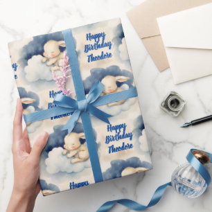 Papier Cadeau Lapin Lapin Personnalisé Garçons Anniversaire