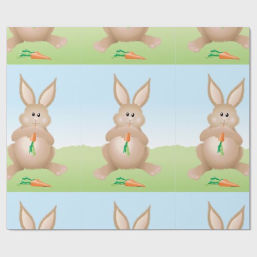 Papier Cadeau Lapin Mangeant Un Papier À Carottes (Plat)