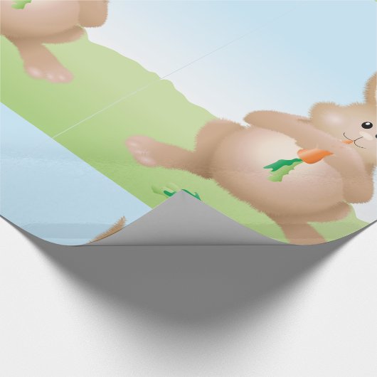 Papier Cadeau Lapin Mangeant Un Papier À Carottes