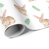 Papier Cadeau Lapin mignon aquarelle avec verdure (Coin rond)