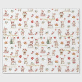 Papier Cadeau Lapin mignon lapins hiver Wonderland Personnalisé (Plat)