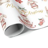 Papier Cadeau Lapin mignon lapins hiver Wonderland Personnalisé (Coin rond)