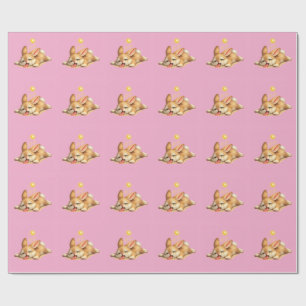 Papier Cadeau Lapin Mignon Se Reposant Sous le Soleil Brûlant Il
