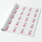 Papier Cadeau Lapin Préparé Pull Rose & Cœur (Déroulé)