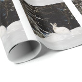 Papier Cadeau Lapin Sauvage Dans La Neige Noël Fêtes (Coin rond)