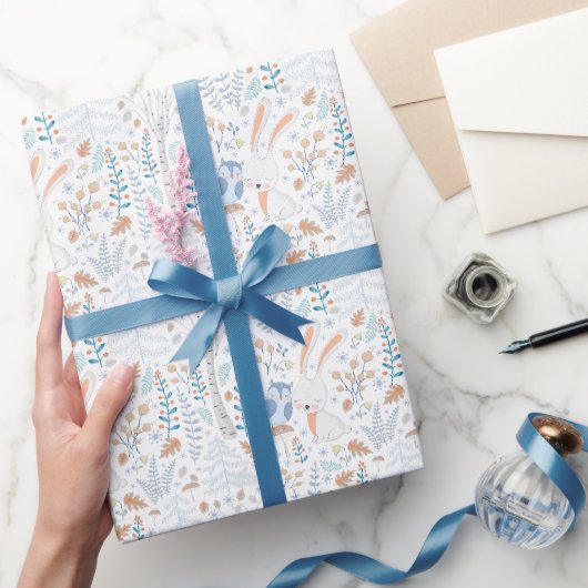 Papier Cadeau Lapin scandinave d'hiver (Cadeaux)