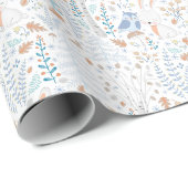 Papier Cadeau Lapin scandinave d'hiver (Coin rond)