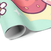 Papier Cadeau Lapin Sucré à la Fraise (Coin rond)