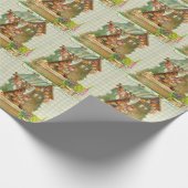 Papier Cadeau Lapin vintage Et Oeuf De Pâques  (Coin)