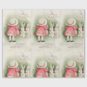 Papier Cadeau Lapin vintage Salutation de Pâques (Plat)
