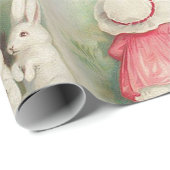 Papier Cadeau Lapin vintage Salutation de Pâques (Coin rond)