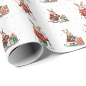 Papier Cadeau Lapines De Noël Dans Les Flèches De Neige (Coin rond)