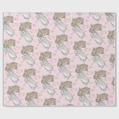 Papier Cadeau Lapins avec des cœurs (Plat)