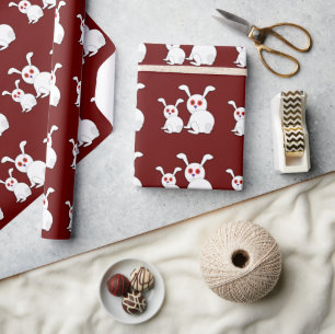 Papier Cadeau lapins blancs confits personnalisables avec les ye