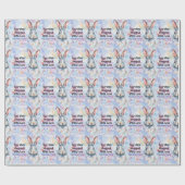 Papier Cadeau Lapins de Pâques à l'aquarelle (Plat)