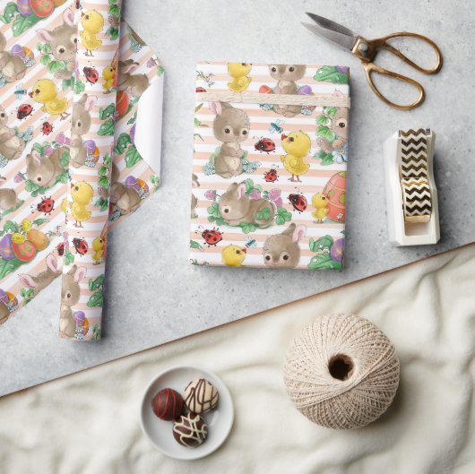 Papier Cadeau Lapins de Pâques et Poussins (Artisanat)