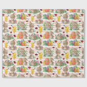 Papier Cadeau Lapins de Pâques et Poussins (Plat)